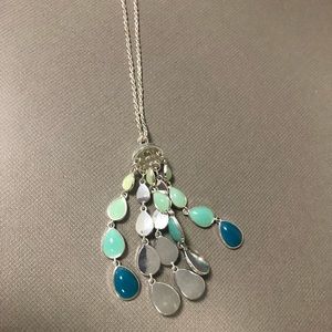 MAKE OFFER! JCPENNEY LIZ CLAIBORNE BLUE SILVER LONG NECKLACE